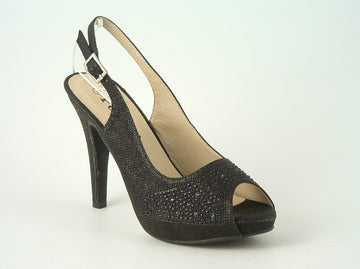 Posh ‘Jess’ Peep Toe Court Shoe Glitz Shoes